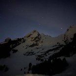 Ski touring at sunset (Aravis)