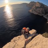 Multi pitch route climbing course in the Calanques